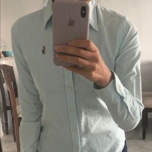 Ralph Lauren Button Down Stripe Blue Shirt